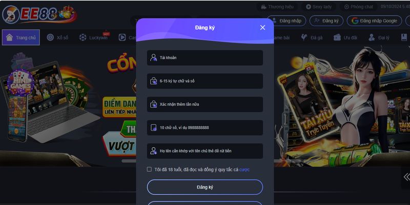 Quy định về đăng ký tài khoản EE88